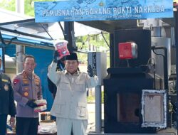 Presiden Prabowo Hadiri Konferensi Pers Pemusnahan Barang Bukti Narkoba 214,84 Ton Senilai Rp.29,37 Triliun