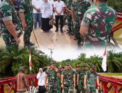 Danrem 022/PT Tinjau Jembatan Bailey Penghubung Dua Kecamatan di Kabupaten Langkat