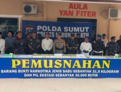 Ungkap Jaringan Narkoba Internasional, Polres Labuhanbatu Musnahkan Puluhan Kilo Sabu & Ribuan Pil Ekstasi