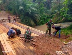 Kodim 0209/LB Rampungkan Pembangunan Jembatan Beton Penghubung Dusun IV Purwosari dan Desa Pulo Jantan
