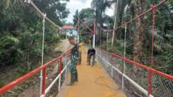 Kodim 0209/LB Tuntaskan Pembangunan Jembatan Gantung Penghubung di Kecamatan Bilah Barat