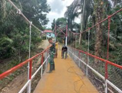 Kodim 0209/LB Tuntaskan Pembangunan Jembatan Gantung Penghubung di Kecamatan Bilah Barat