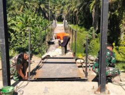 Kodim 0203/Langkat Rampungkan Pembangunan Jembatan Gantung Penghubung Antar Lingkungan