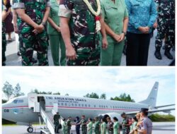 Pangdam I/BB Sambut Kedatangan Kasad dan Ketua Umum Persit KCK di Bandara DTB Silangit