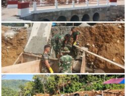 Kodim 0211/Tapanuli Tengah dan Yon TP 908/GD Tuntaskan Pembangunan Kembali Jembatan Armco di Desa Bair