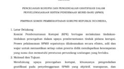 KPK-RI Keluarkan SE No.7/2026 Tentang Pencegahan dan Pengendalian Gratifikasi Dalam SPMB