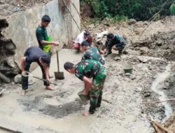 Kodim 0213/Nias Rampungkan Pembangunan Jembatan Aramco di Desa Botombawo