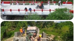 Gotong Royong TNI dan Warga, Kodim 0205/TK Rampungkan Jembatan Beton di Karo