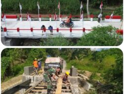 Gotong Royong TNI dan Warga, Kodim 0205/TK Rampungkan Jembatan Beton di Karo
