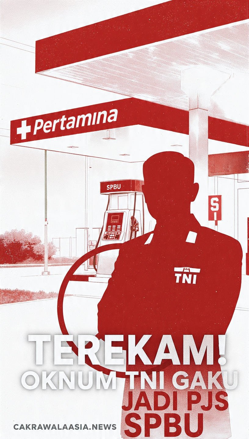 ilustrasi AI Oknum TNI Berpangkat SERMA mengaku sebagai PJS di SPBU 14.214.223 Panai Hulu.