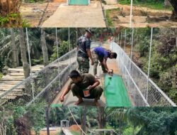 Jembatan Gantung Bolatan Paluta di Bangun TNI AD 100% Rampung