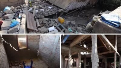 Rumah rusak berat akibat gempa bumi M7,7 Flores Nusa Tenggara Timur 15 Agustus 2026