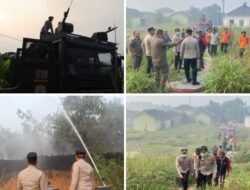 Kapolres Labuhanbatu AKBP Wahyu Endrajaya Turun Langsung Padamkan Kebakaran di Ladang Warga