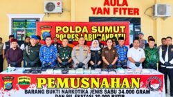Konferensi Pers Pemusnahan Sabu dan Pil Ekstasi di Polres Labuhanbatu